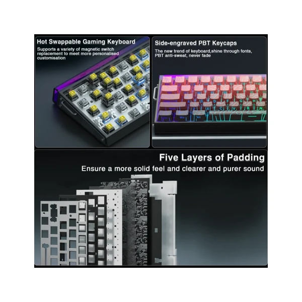 Aula Hero68 He Gradient Black & Red Wired Magnetic Keyboard thumbnail 6