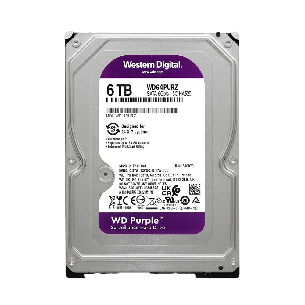 WD Purple Surveillance 6 TB 3.5-inch Hard Drive thumbnail 2