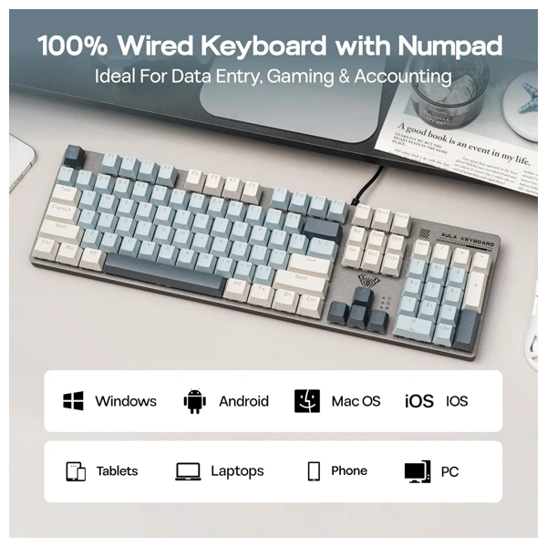 AULA S500 Light Blue Wired Mechanical Gaming Keyboard thumbnail 5