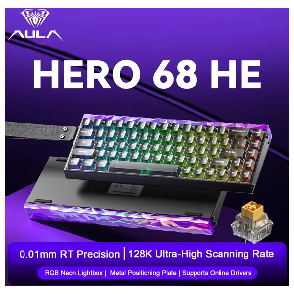 AULA Hero 68 He Black Magnetic Keyboard Jade King Switch thumbnail 5