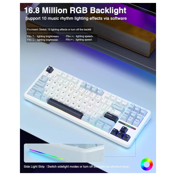 AULA F87 Gasket Gray Wood Switch V3 Mechanical Keyboard thumbnail 4