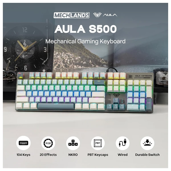 AULA S500 Light Blue Wired Mechanical Gaming Keyboard thumbnail 7