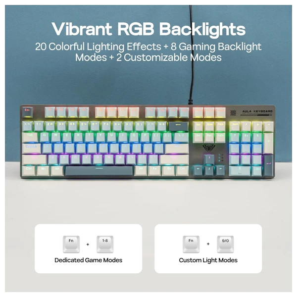 AULA S500 Light Blue Wired Mechanical Gaming Keyboard thumbnail 3