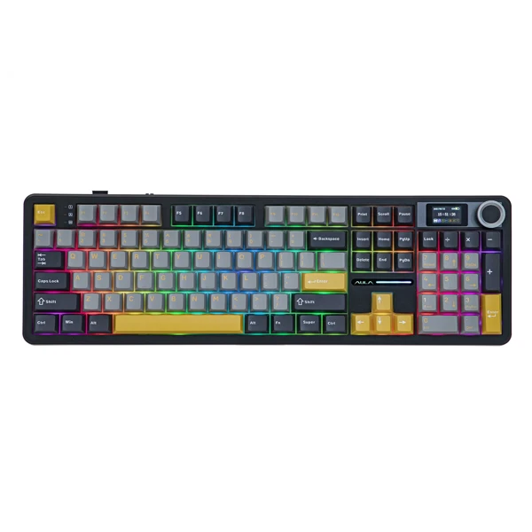 AULA F108 Pro Gray Yellow Reaper Switch Wireless Keyboard