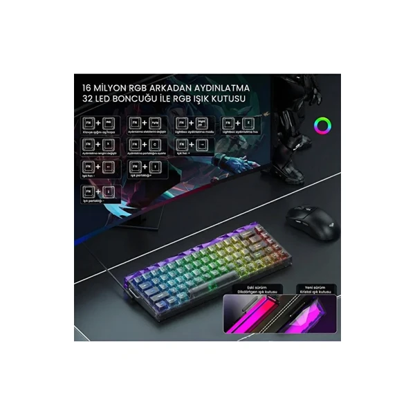 AULA Hero 68 He Black Magnetic Keyboard Jade King Switch thumbnail 4