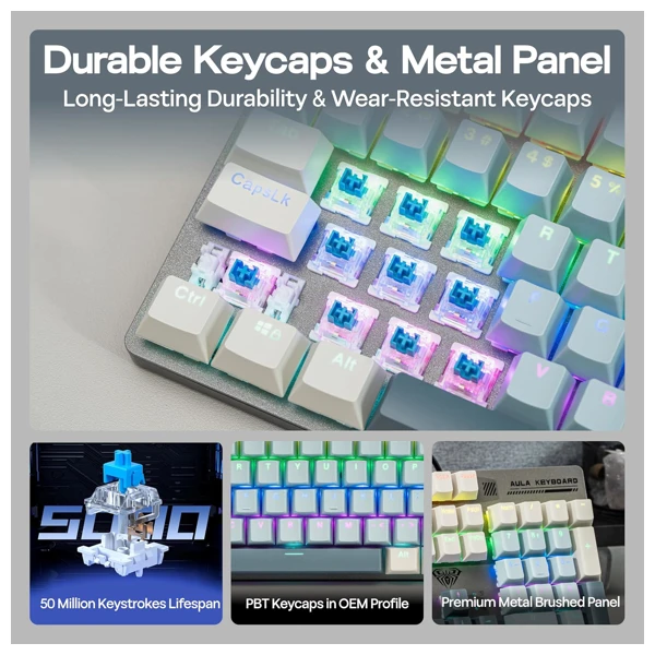 AULA S500 Light Blue Wired Mechanical Gaming Keyboard thumbnail 2
