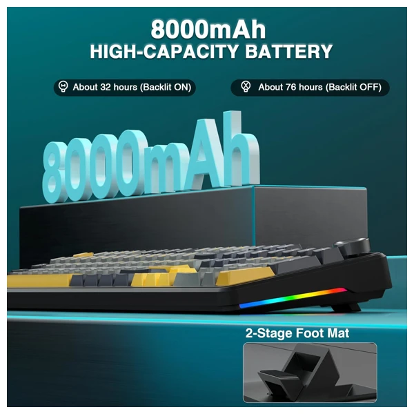 AULA F108 Pro Gray Yellow Reaper Switch Wireless Keyboard thumbnail 8
