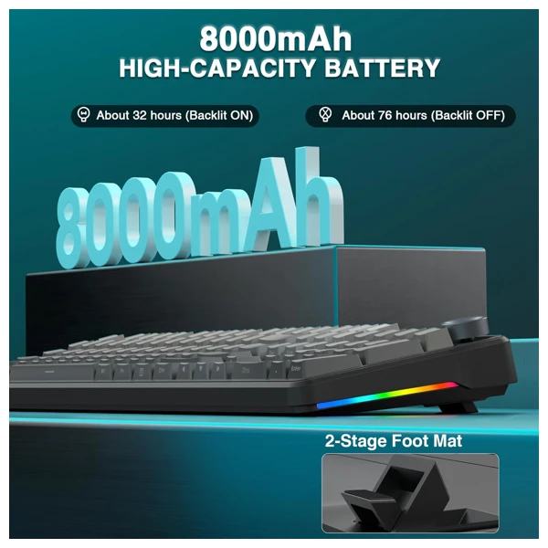 AULA F108 Pro Gradient Gray Zephyr Switch Wireless Keyboard thumbnail 6