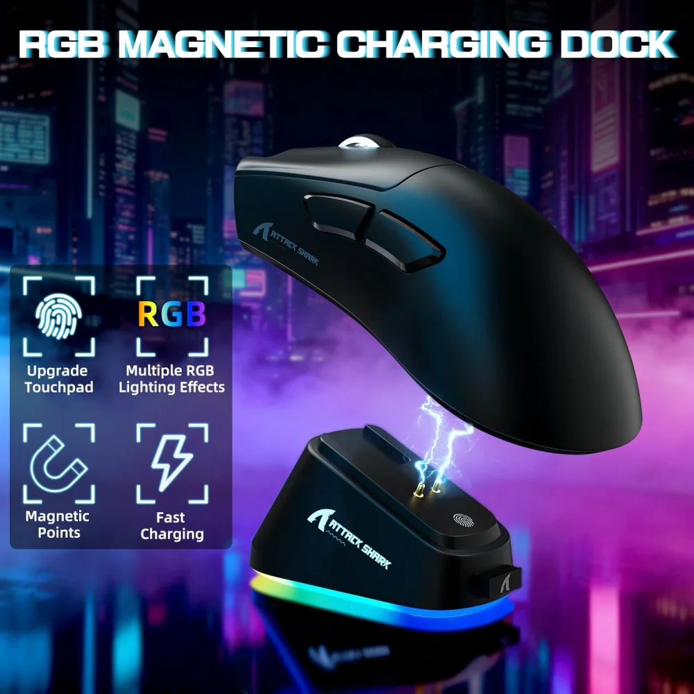 Attack Shark V3PRO UltraLight Black Wireless Gaming Mouse thumbnail 4